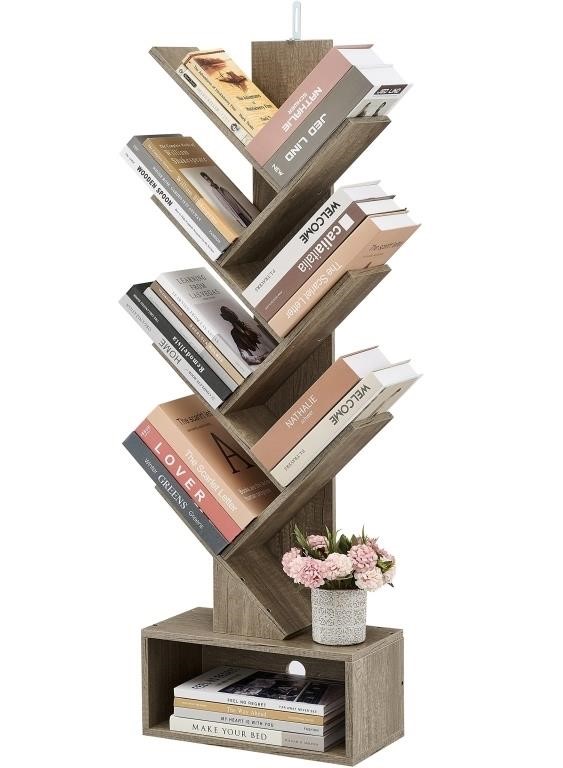 Hoctieon 6 Tier Tree Bookshelf, Tall Bookcase with