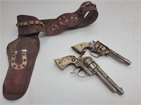 Vintage Texan Toy cap guns Leather Holster see