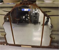 Antique Three Way Mirror with Etched Flowers