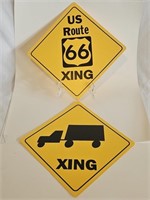 12X12" WATERPROOF SIGNS-US ROUTE 66 AND TRUCK XING