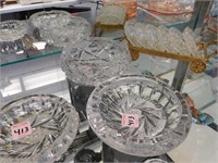 3 Crystal ashtrays with coasters