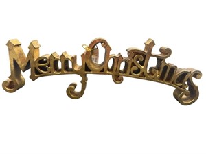 MERRY CHRISTMAS GOLD PAINTED WOODEN SIGN
