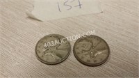 Lot of 2 1947 25¢ Canadian Silver Quarters
