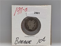 1911-S 90% Silv Barber Dime