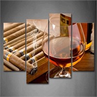 Brown Liquor in Cup with Cigar Wall Art