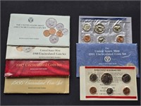 Various Dates Uncirculated Mint Sets (5) 1986-1991