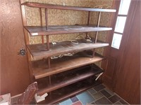 Large shelf made from old church pews approx 5ft