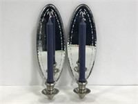 Pair of vintage partylite mirrored wall sconces