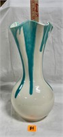 Vtg Art Deco Drip Glaze Vase 15”