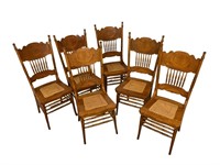 Set of 6 refinished antique press back chairs