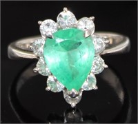 Platinum 2.05 ct Natural Emerald & Diamond Ring