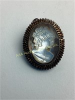 800 silver & carved abalone cameo pendant/pin.