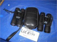 TWO PAIR 10X25 BINOCULARS - 1 HAS CASE