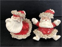 Two Napco Ceramic Santa Claus shakers