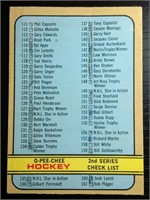 1972-73 O-Pee-Chee Hockey Checklist 2nd Series