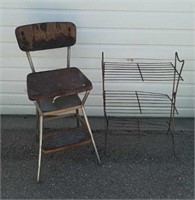 +Vintage rusty metal stool and table