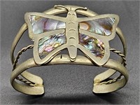 Abalone & Butterfly Cuff Bracelet