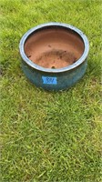 Blue pottery planter 8.5”x14.5”W