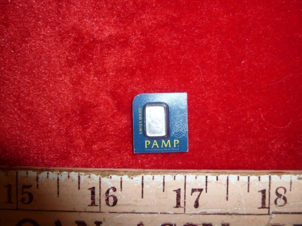 PAMP 1 Gram Pure Platinum Bar with Assay Card
