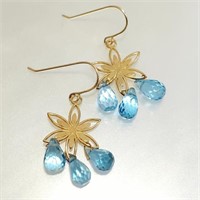$1400 14K Blue Topaz Dangle Earrings