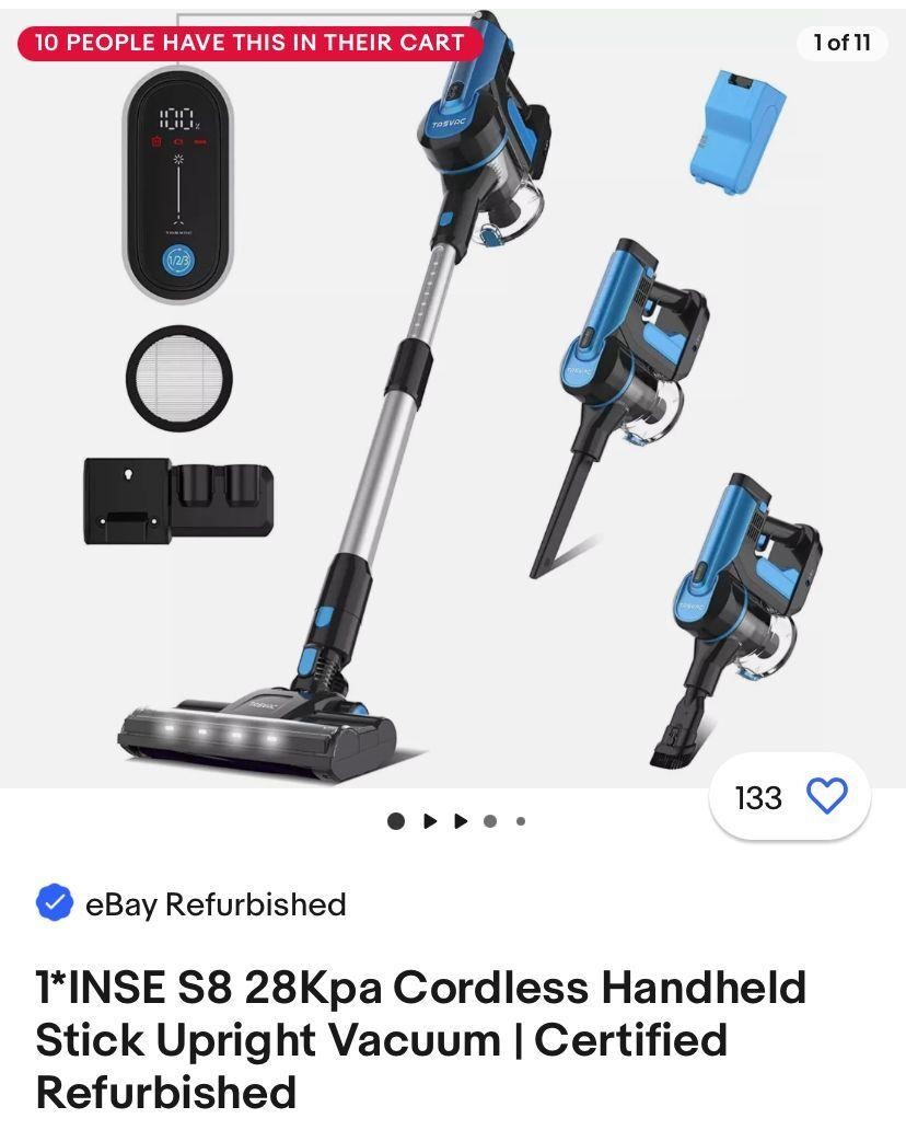 1*INSE S8 28Kpa Cordless Upright Vacuum