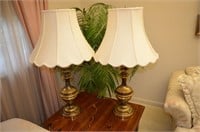 Matching Pair of 34" Brass Lamps