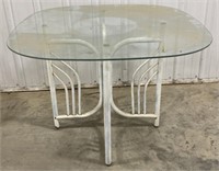 (AB) 
Glass Top Metal Patio Table.
*glass top is