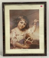 (Z) Framed Print Of Little Girl With Cherries.