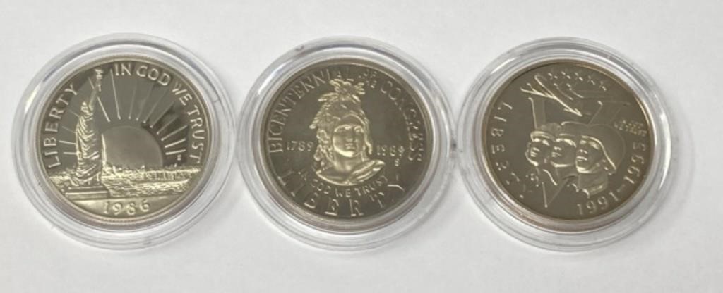 (3) Commemorative Half Dollars 1986, 1995, 1989