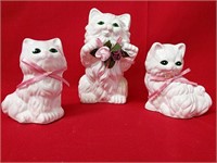 Three Dolomite Cat Figurines