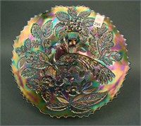 9 1/2” Fenton Peacock at the Urn Flared Plate –