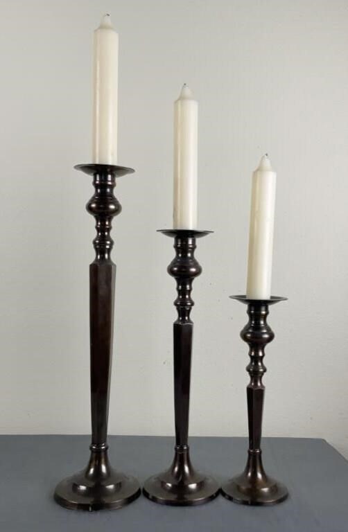 Vintage Gatco Solid Lacquered Brass Candlesticks