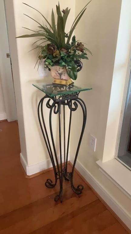 Iron and Glass Plant Stand with Arrangement