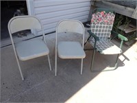 (2) Metal Folding Chairs + Folding Lawn Chair