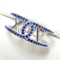 $120 Silver Blue Sapphire Ring