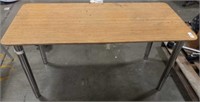 Wood grain table with metal legs