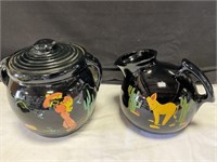 VTG Black Pottery With Spanish Flair