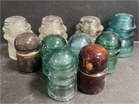 Assortment of 10 Glass Insulators. Different