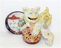 Imari Style Shallow Bowl & Foo Dog