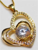 New Heart Pendant with 20" Chain Necklace - CZ