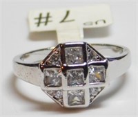 New CZ Ring (Size: 7) - White Gold Plated