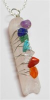 New Chakra / Quartz Crystal Pendant with 20"