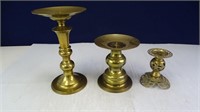 Brass Colored Candle Holders (3)