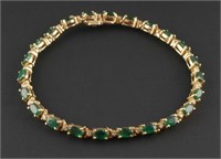 14K Emerald Diamond Bracelet