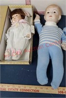 Crowne Porcelain Girl Doll in Bunny Footed
