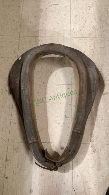 Large leather horse collar in relatively good