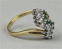 14KP Gold, Diamond & Emerald Ring.
