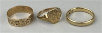 1 14K Gold Ring & 2 Gold Tone Rings.