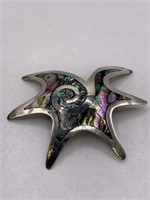 STERLING SILVER & SHELL BROOCH -MEXICO
