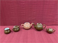 Hall China 3 Teapots and one sugar and one